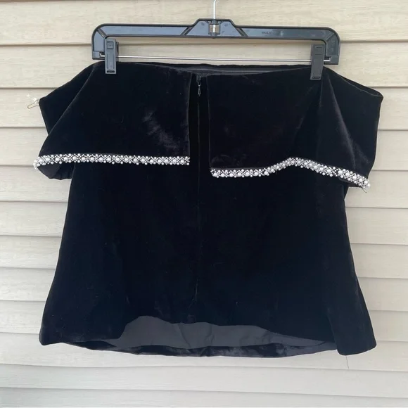 HYACINTH HOUSE Velvet & Pearl Trim Strapless Valerie Top in Black Size XXL (NWT) - Picture 6 of 9